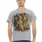Chic Gray Short Sleeve T-Shirt with Unique Print