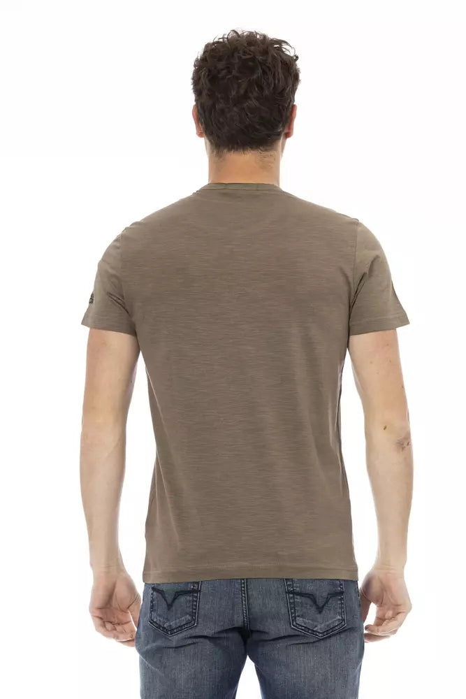 Elegant Brown Tee with Chic Front Print