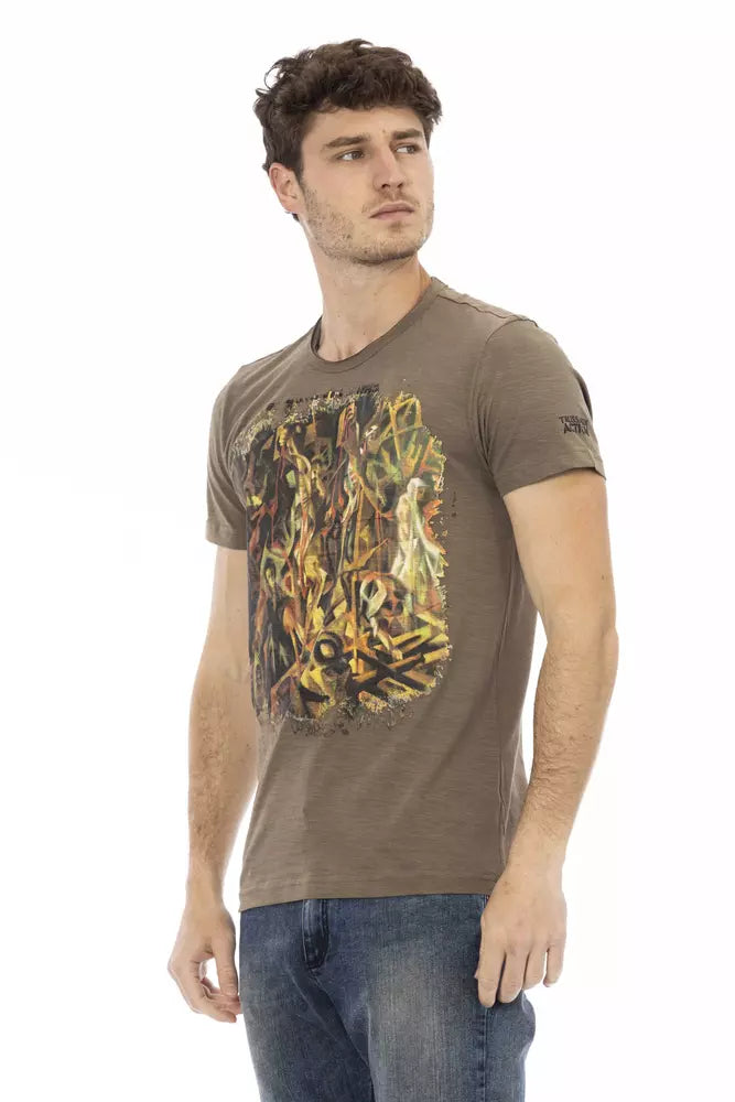 Elegant Brown Tee with Chic Front Print