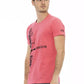Chic Pink Short Sleeve Tee with Unique Front Print