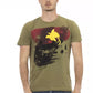 Sleek Green Short Sleeve Tee with Chic Print