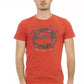 Sleek Red Round Neck Tee with Front Print