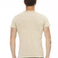 Beige Short Sleeve Cotton Blend T-Shirt