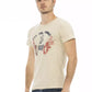 Beige Short Sleeve Cotton Blend T-Shirt
