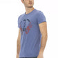 Chic Blue Short Sleeve Cotton-Blend Tee