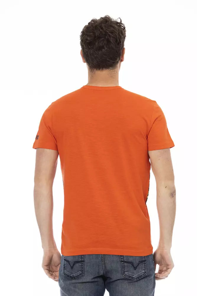 Vibrant Orange Round Neck Tee with Print