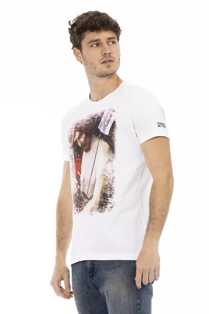 Elegant White Tee with Graphic Charm