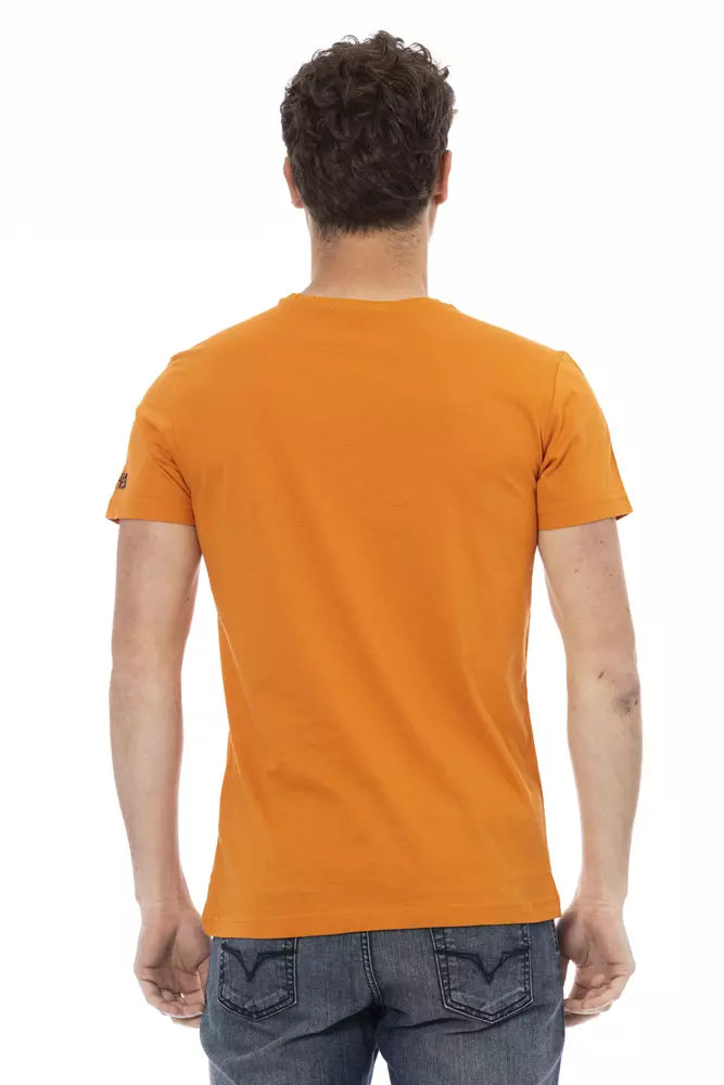 Chic Orange Short Sleeve Round Neck Tee