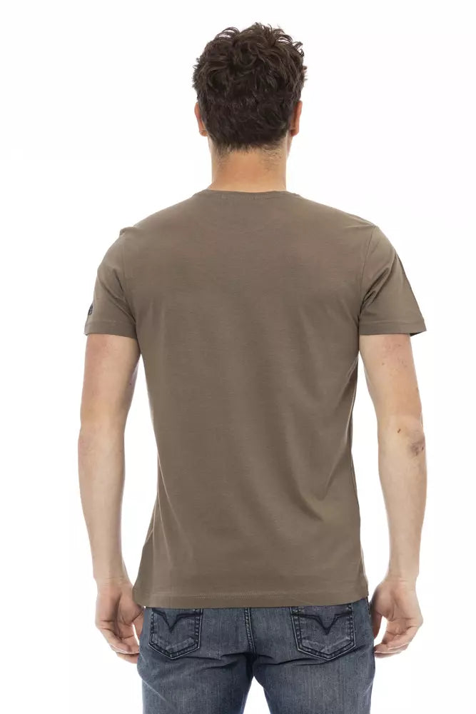 Elegant Cotton Blend Brown Tee