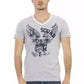 Elegant V-Neck Tee with Chic Front Print