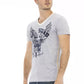 Elegant V-Neck Tee with Chic Front Print