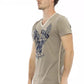 Vivid Green V-Neck Tee with Front Print