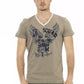 Vivid Green V-Neck Tee with Front Print