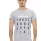 Chic Gray Short Sleeve Cotton Blend Tee