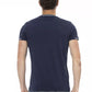 Sleek Short Sleeve Blue Tee with Front Print