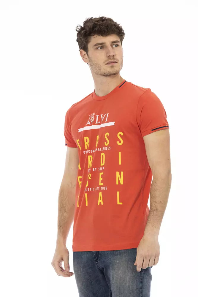 Sleek Orange Short Sleeve Round Neck Tee