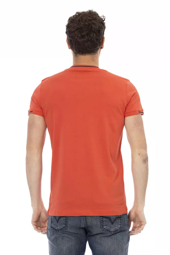 Sleek Orange Short Sleeve Round Neck Tee