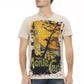 Beige Round Neck Tee with Front Print