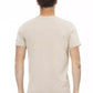 Beige Round Neck Tee with Front Print