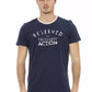 Elegant Blue Tee with Artistic Front Print