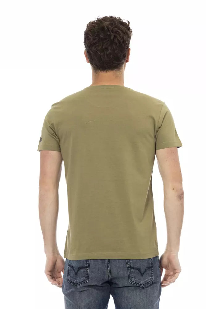 Elegant Green Tee with Artistic Front Print