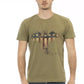 Elegant Green Tee with Artistic Front Print