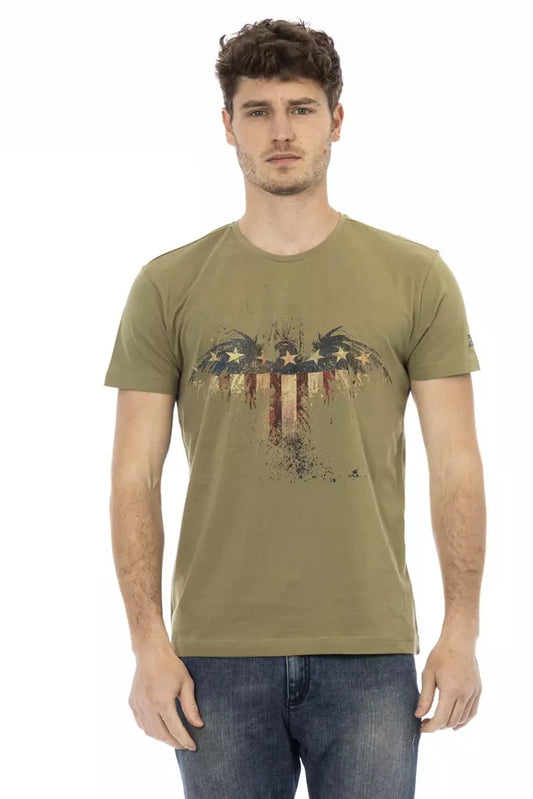 Elegant Green Tee with Artistic Front Print