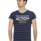 Blue Cotton Blend Casual Tee
