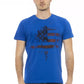 Elegant Blue Short Sleeve Tee with Front Print