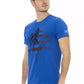 Elegant Blue Short Sleeve Tee with Front Print