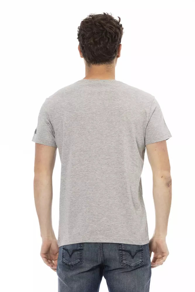 Chic Gray Short Sleeve Round Neck Tee