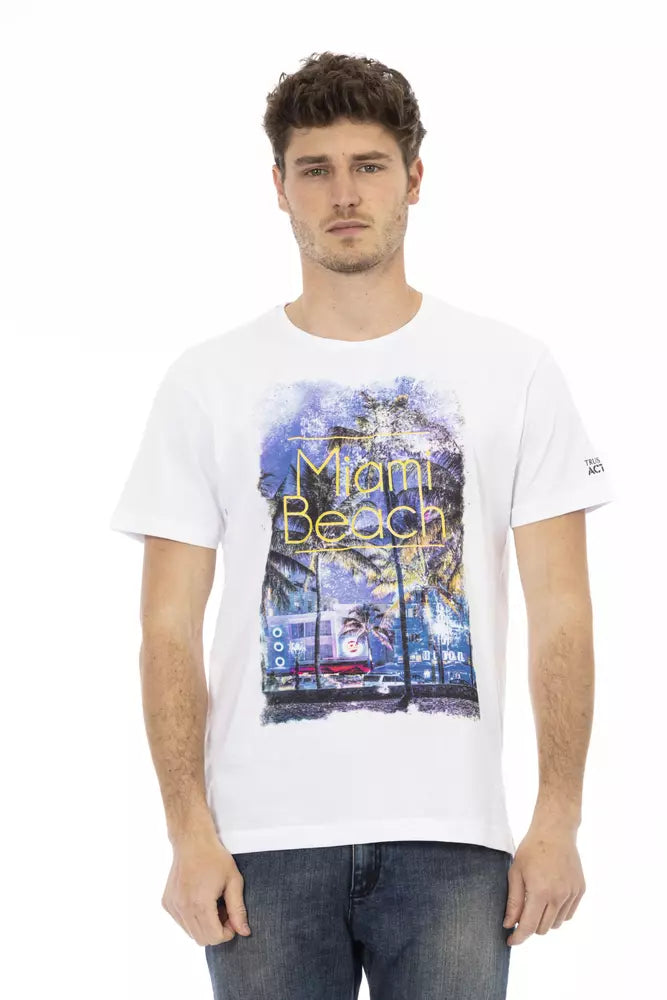 Elegant White Cotton Blend Tee for Men