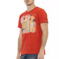 Vibrant Red Round Neck Tee with Graphic Print