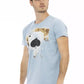 Elevated Casual Light Blue Tee with Unique Front Print