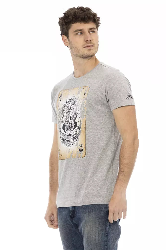 Elegant Gray Short Sleeve Tee with Print