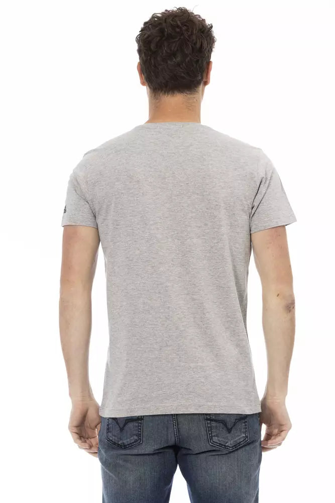 Elegant Gray Short Sleeve Tee with Print