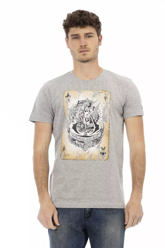 Elegant Gray Short Sleeve Tee with Print