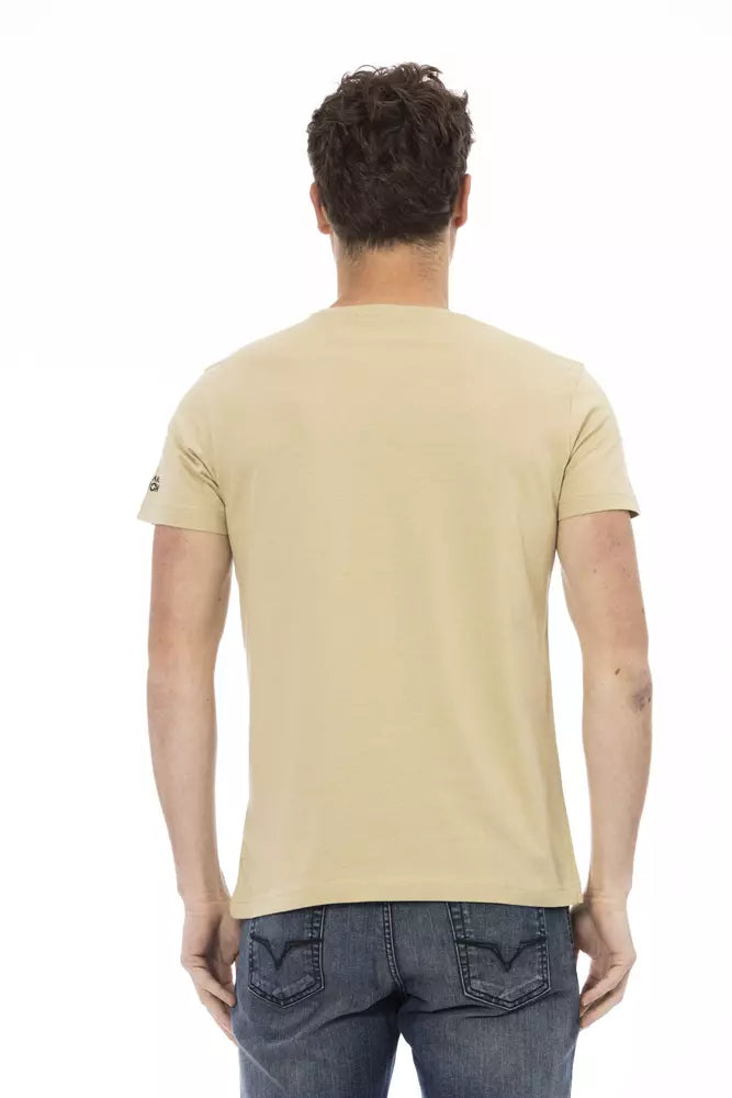 Beige Cotton Blend Casual Tee