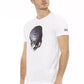 Sleek White Round Neck Tee with Front Print