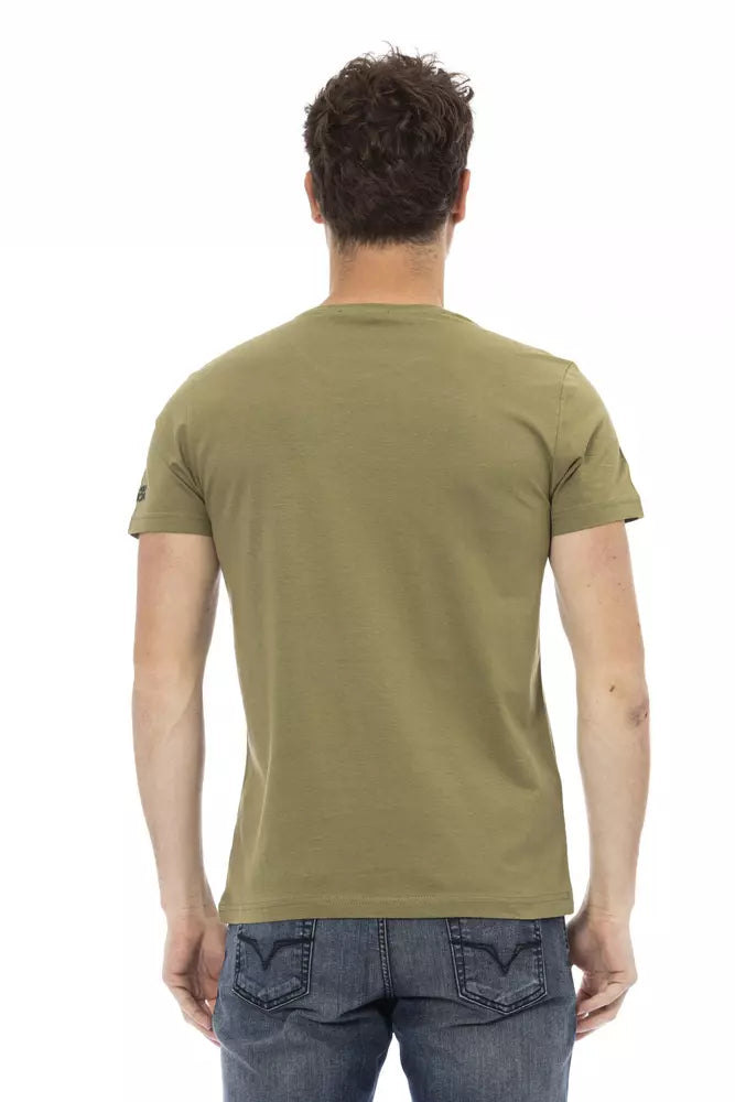 Slim-Fit Green Tee with Front Print