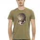 Slim-Fit Green Tee with Front Print