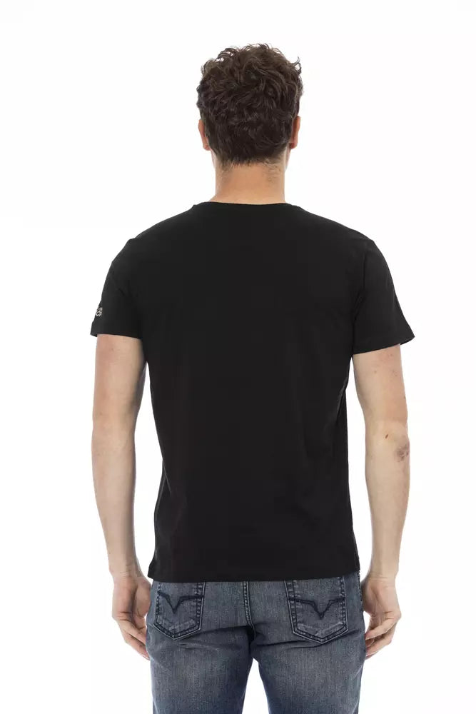 Elevated Casual Black Tee - Short Sleeve & Round Neck