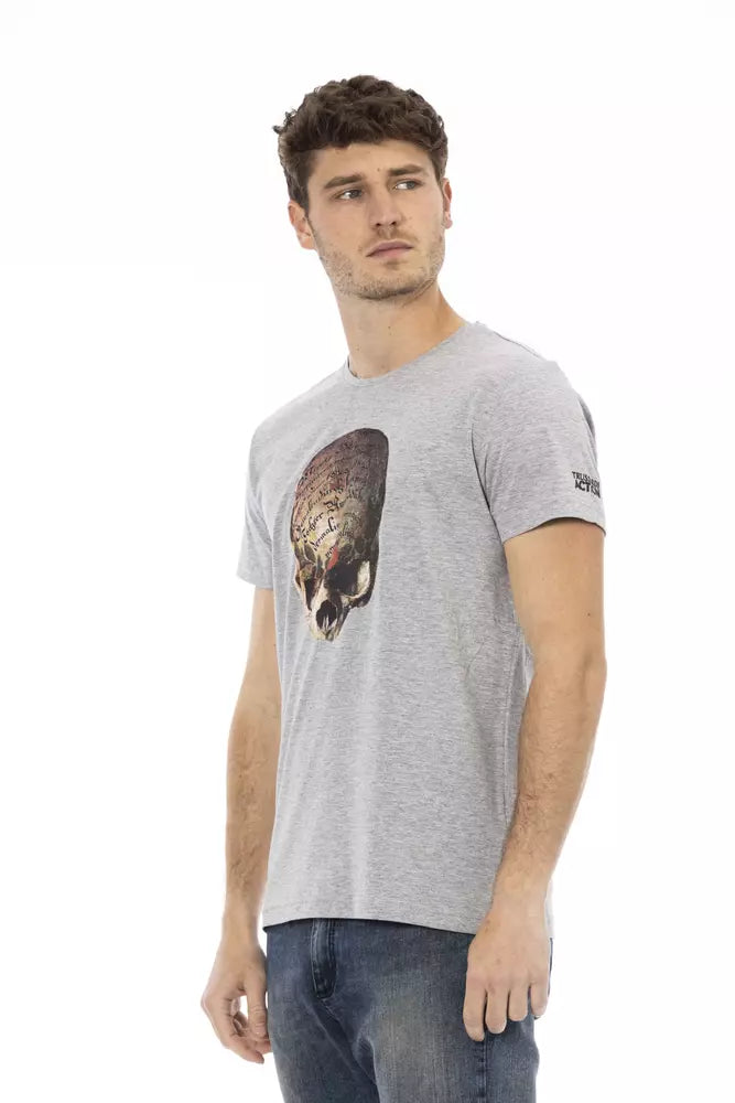 Sleek Summer Gray T-Shirt with Front Print