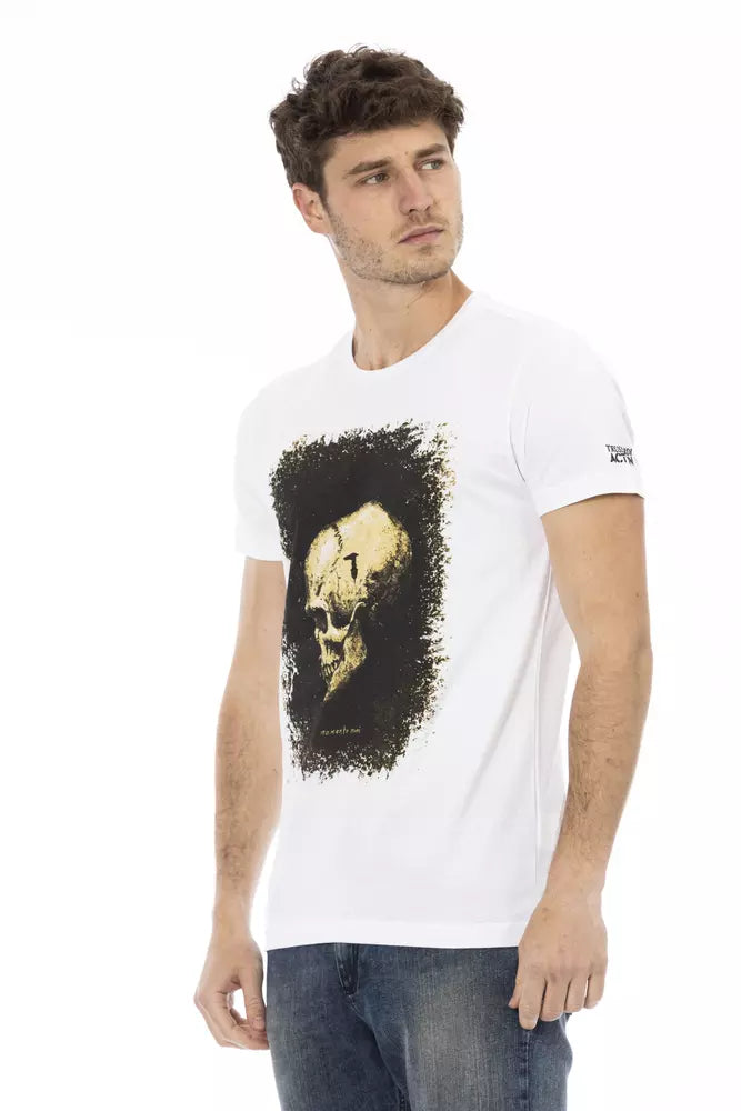 Sleek White Graphic Tee with Artistic Print