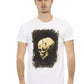 Sleek White Graphic Tee with Artistic Print