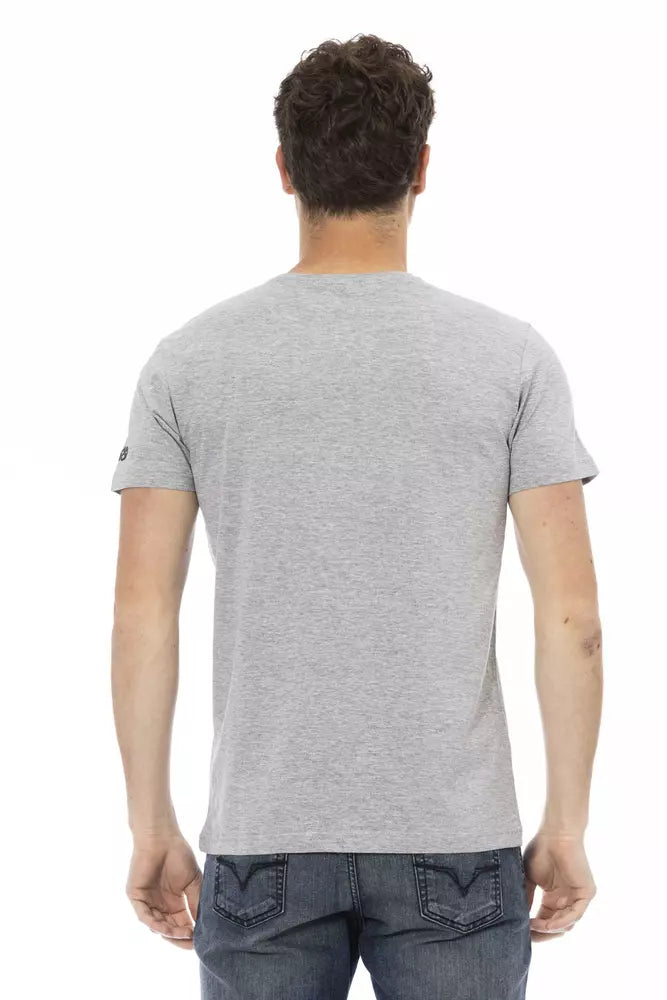 Elegant Gray Short Sleeve Round Neck T-Shirt