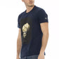 Elegant Blue Short Sleeve Round Neck Tee