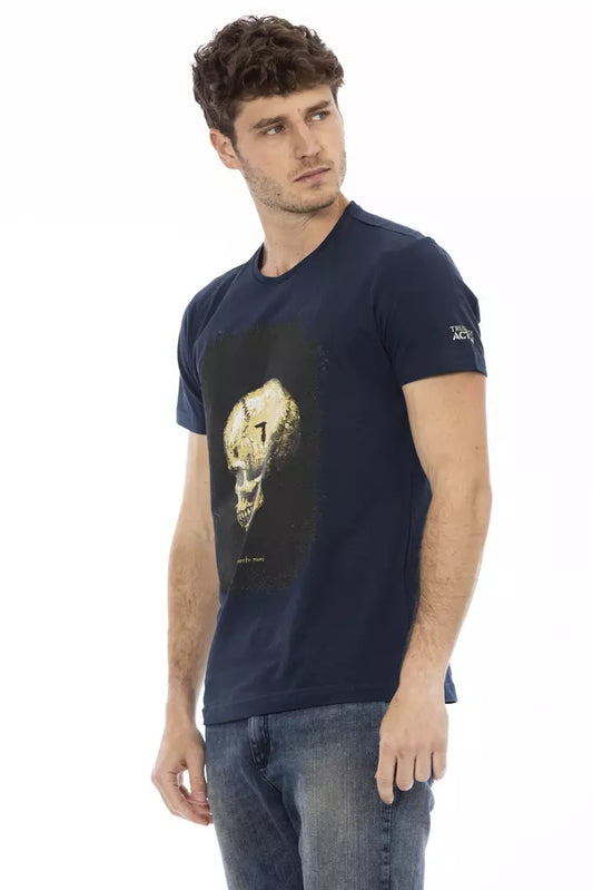 Elegant Blue Short Sleeve Round Neck Tee