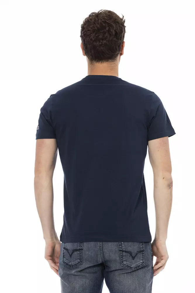 Elegant Blue Short Sleeve Round Neck Tee