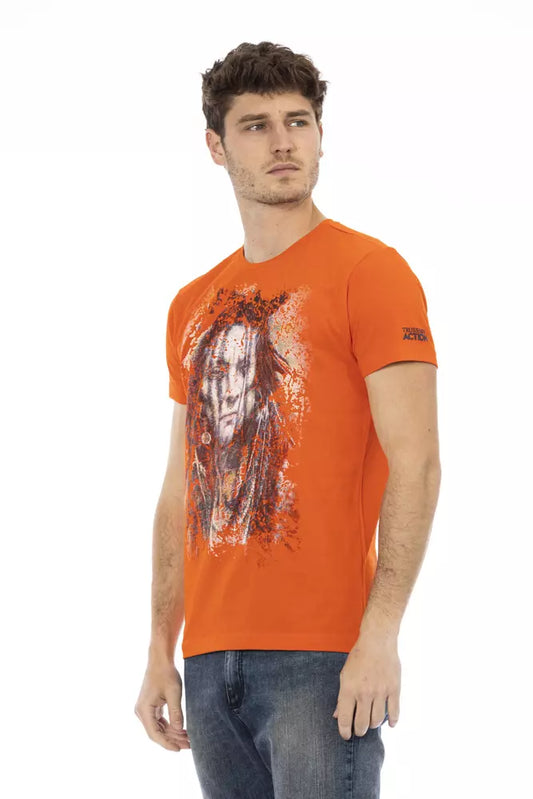 Sleek Orange Short Sleeve Tee with Front Print